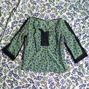 Polli Says Elegant Green and Black Floral Women's Tunic